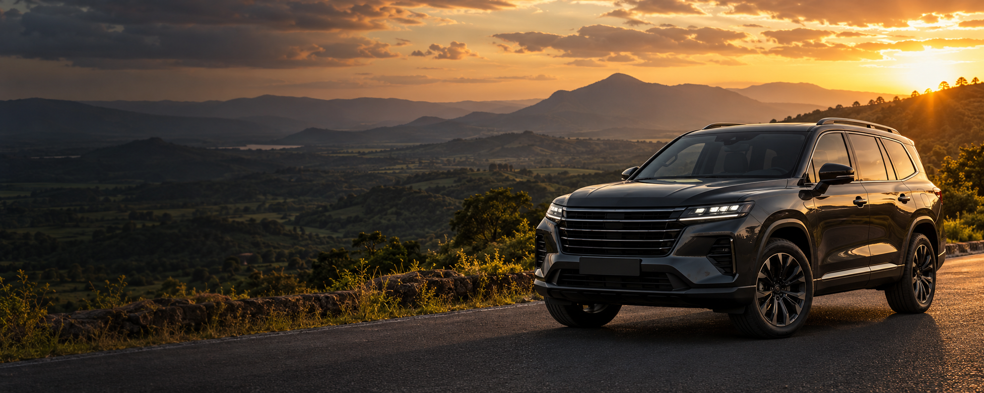 SUV on a scenic road